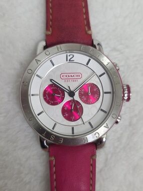AUTH COACH Womens Watch Pink Silver